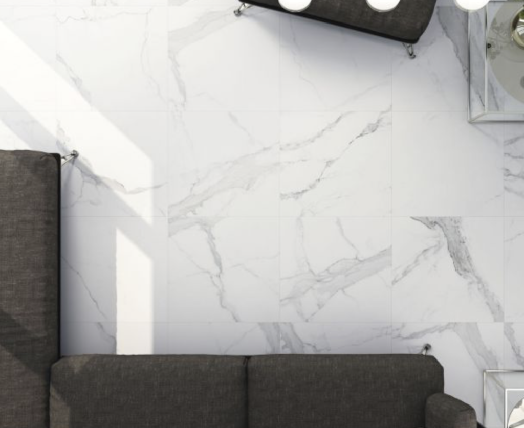 Matná dlažba a obklady o rozměru 60×60 cm | Imitace mramoru | Calacatta Bianco