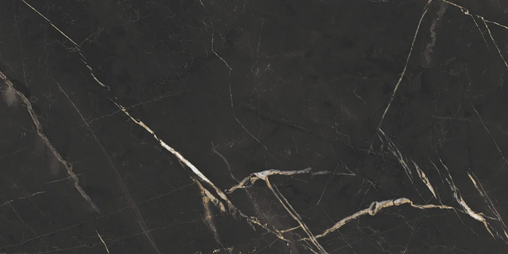 Lesklá dlažba a obklady v imitaci mramoru  60 x 120 cm | Prestigio Black